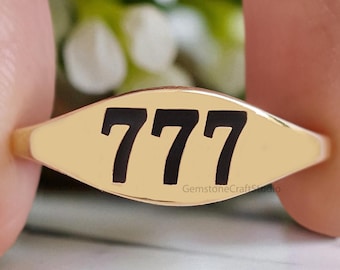 Angel Number 111 777 888 Gold Ring with Free Numerology Reading Report Lo Shu Grid Name Compatibility Custom Lucky Number Silver Ring GR595