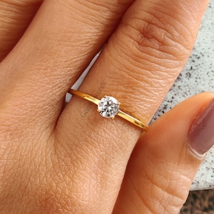 4.00 MM Round engagement ring Gold ring Silver ring Promise ring Round Diamond ring Simulant ring Round Solitaire ring Gift for her GR232