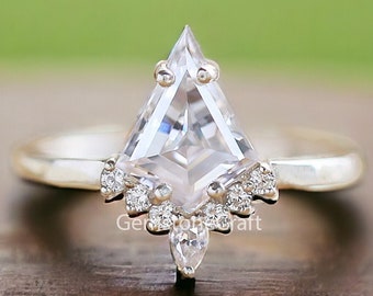 1,52 CT, Anello aquilone, Anello di fidanzamento aquilone, Anello con moissanite aquilone, Anello con moissanite taglio aquilone, Anello con diamanti a forma di aquilone, Anello con moissanite GR539