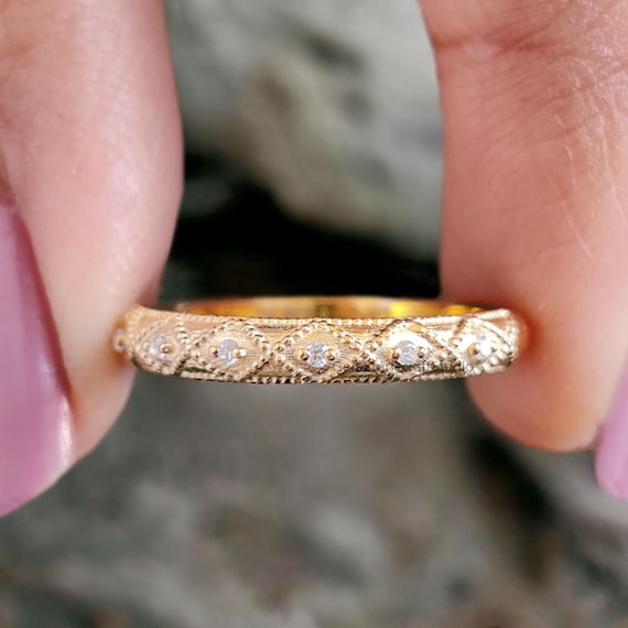 CT Round Diamond Engagement Ring Half Eternity Band Stackable