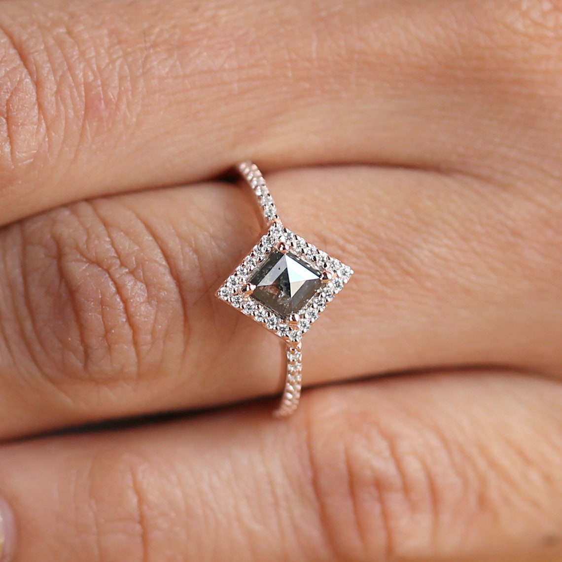 0.59 CT Salt And Pepper Ring Kite Diamond Ring Engagement Etsy 0.59 CT Salt And Pepper Ring Kite Diamond Ring Engagement Etsy