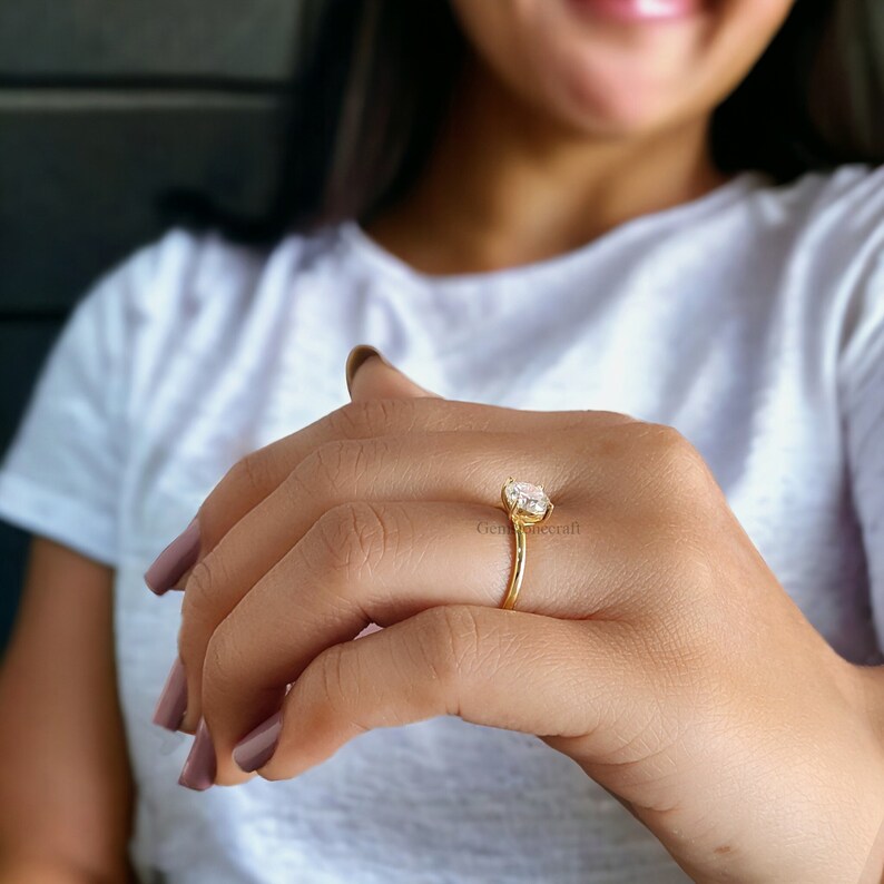 Stunning 0.25 CT Colorless Round Moissanite Solitaire Engagement Ring, Dainty Wedding Ring, 10k/14k/18k/Platinum Ring, Propose Ring GR21 image 8