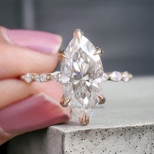 2.15 Ct Marquise Shape Colorless Engagement Ring Hidden Halo Promise Ring Wedding Ring Anniversary Ring 14K Solid Yellow Gold Ring GR399