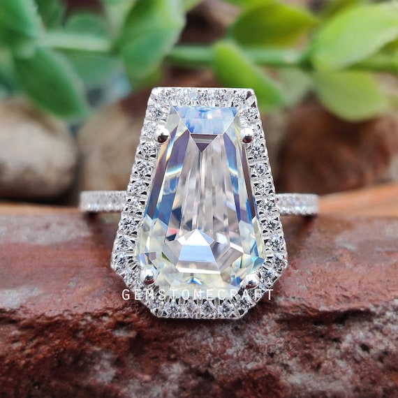 Coffin Moissanite Ring, Coffin Ring, Coffin Engagement Ring,