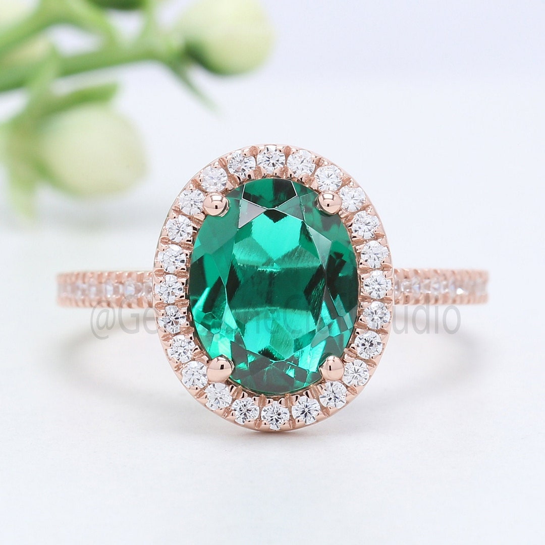 Emerald Ring Oval Emerald Ring Oval Engagement Ring Oval - Etsy UK