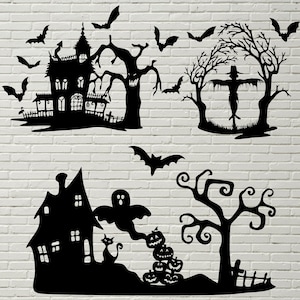 Halloween SVG, Spuk Haus Vektor, Halloween geschnitten Datei, Svg für Cricut, Silhouette Dxf-Datei, SCARECROW Printables, Halloween-Dekor, Png