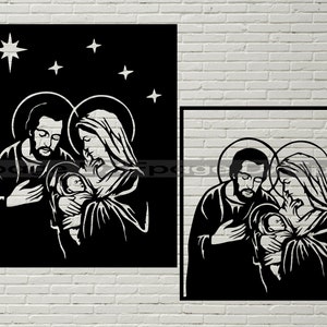 Baby Jesus Mary Joseph SVG, Holy Family Cut file, Christmas Nativity, Silhouette dxf, svg Files for Cricut, clipart, Virgin Mary, laser cnc
