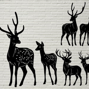 Hirsch Silhouette SVG DXF, Jagd Clipart, Wildlife geschnitten Laser, Dxf für Plasma, Cnc-Datei, Vinyl-Dekor, Svg-Datei für Cricut, Natur Hirsch Aufkleber