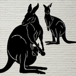 Kangourou Silhouette Svg, Animal svg, Australia Wild Life clipart, cnc dxf fichier, dxf pour plasma, svg pour Cricut, Clip art, vinyle Kangourou