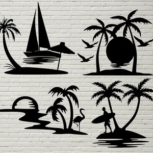Palm Tree SVG, Palm DXF bundels, jungle SVG gesneden bestand, SVG voor cricut, silhouet ontwerpen, DXF-bestanden voor CNC, lasersnijden, metaal kunst decor