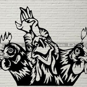 Gallos SVG, Pollo dxf, Peeking SVG para Cricut, Clipart de vida en granja, corte láser, diseño de camisa de vinilo, archivo dxf para plasma, letrero de rancho de metal