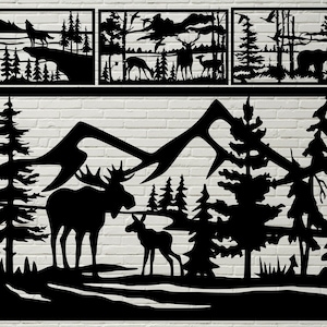 4 Wildlife panels, DXF stencil, svg cut file, dxf files for plasma, laser, dxf for cnc, Vector Animals, wall decor, Cricut, Railing Insert