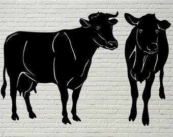 Cow Silhouette Svg Cut File, Heifer svg, dxf file fir plasma, svg cricut file, Clipart, vinyl file, Cow png, Farm animal, laser engraved