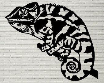 Lizard SVG, chameleon Silhouette dxf, reptile SVG for Cricut, Lizard clipart, iron on, laser cut, vinyl shirt design, dxf file for plasma