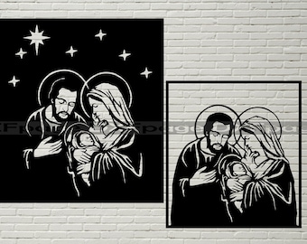 Jesus Jesus Joseph SVG, Heilige Familie Cut Datei, Weihnachtskrippe, Silhouette dxf, svg Dateien für Cricut, Clipart, Jungfrau Maria, Laser cnc