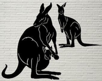Kangaroo Silhouette Svg, Animal svg, Australia Wild Life clipart, cnc dxf file, dxf for plasma, svg for Cricut, Clip art, Kangaroo vinyl