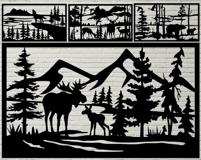 4 Wildlife Panels, DXF Stencil, Svg Cut File, Dxf Files for Plasma ...