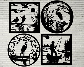 Download River Fishing Scene Etsy