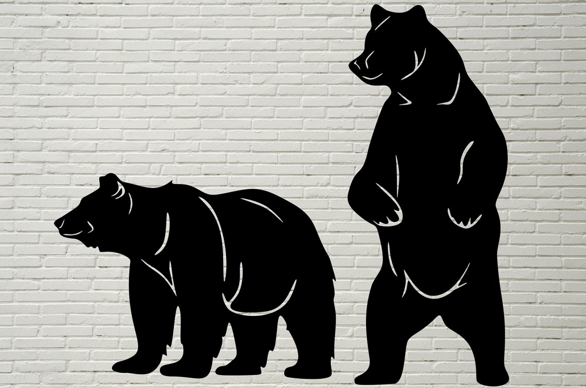 Bear Silhouette SVG DXF Hunting Clipart Wildlife Cut Laser Etsy