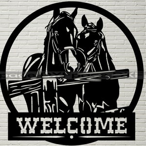 Segno di benvenuto DXF CNC, Horse Svg, file dxf per laser, file SVG per Cricut, Silhouette dxf, farm animal svg, file dxf per plasma, ranch decor
