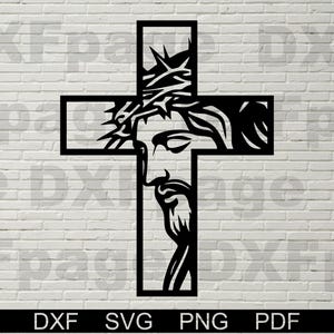 File di taglio SVG della croce di Gesù, dxf per plasma, laser, file svg per Cricut, clipart, cnc png, Natale, cristiano, crocifissione di Gesù Cristo