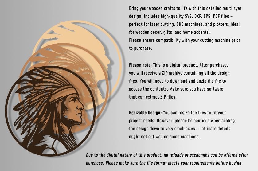 American Native Multilayer SVG, DXF Laser Cut, Layered Plywood, Paper ...