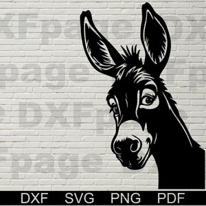 Funny Donkey Peeking SVG DXF, Farm Animal Silhouette for Cricut, Plasma Cutting, CNC Laser, Wood Wall Art, Stencil Vector File, metal sign