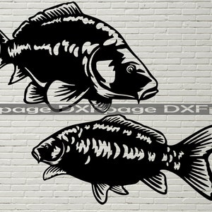Specchio carpa SVG DXF Cut Files, file dxf per plasma, Taglio laser, Pesce, Pesca alla carpa, cricut, arte della parete in legno, pannello metallico, stencil della fauna selvatica