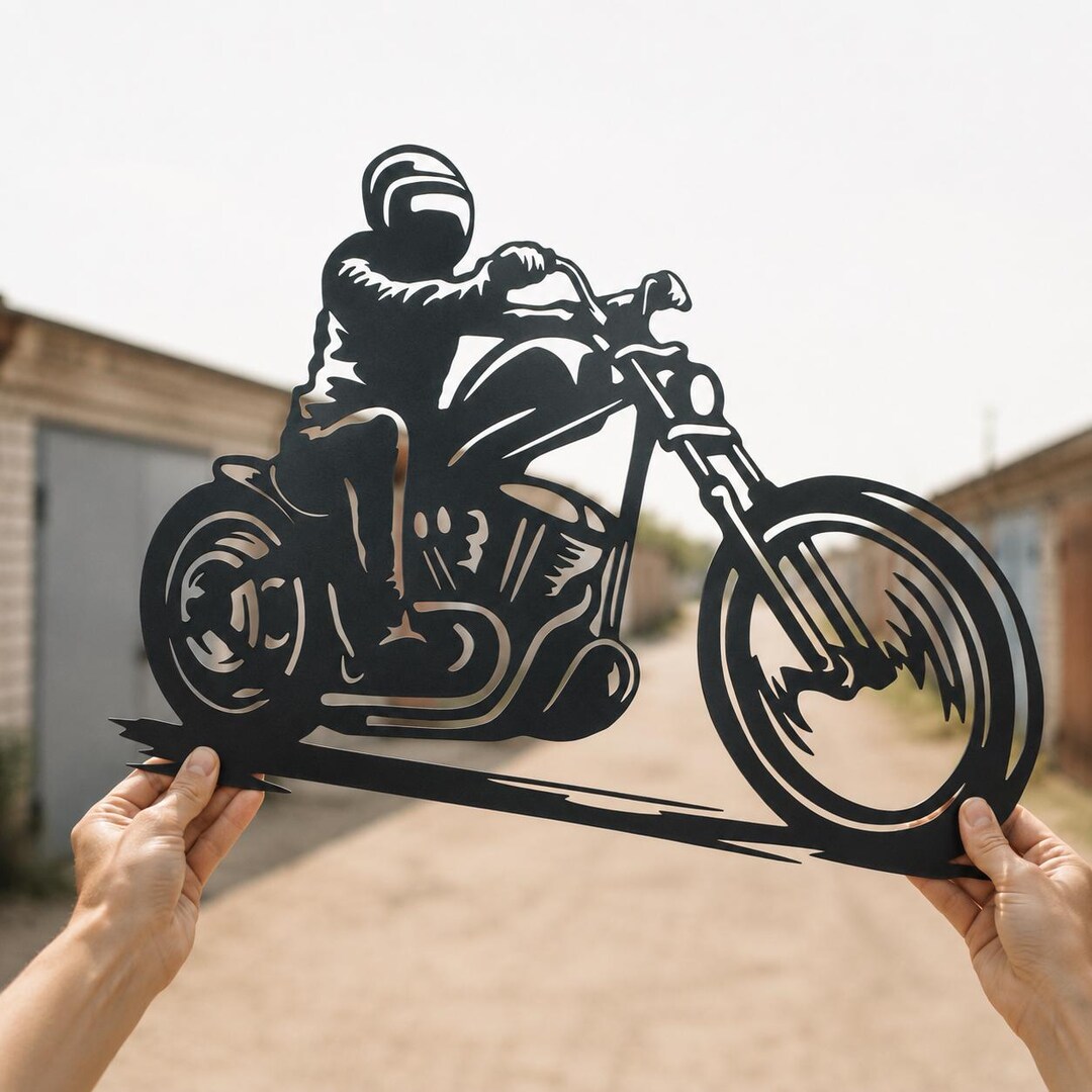 Biker Motorcycle Metal Wall Art DXF, Chopper Laser Cut SVG, Custom