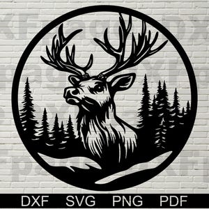 Deer SVG, Animals DXF cut file for laser, plasma, Deer cnc wood wall decor, svg for Cricut, papercut template, metal sign, plywood cut, png
