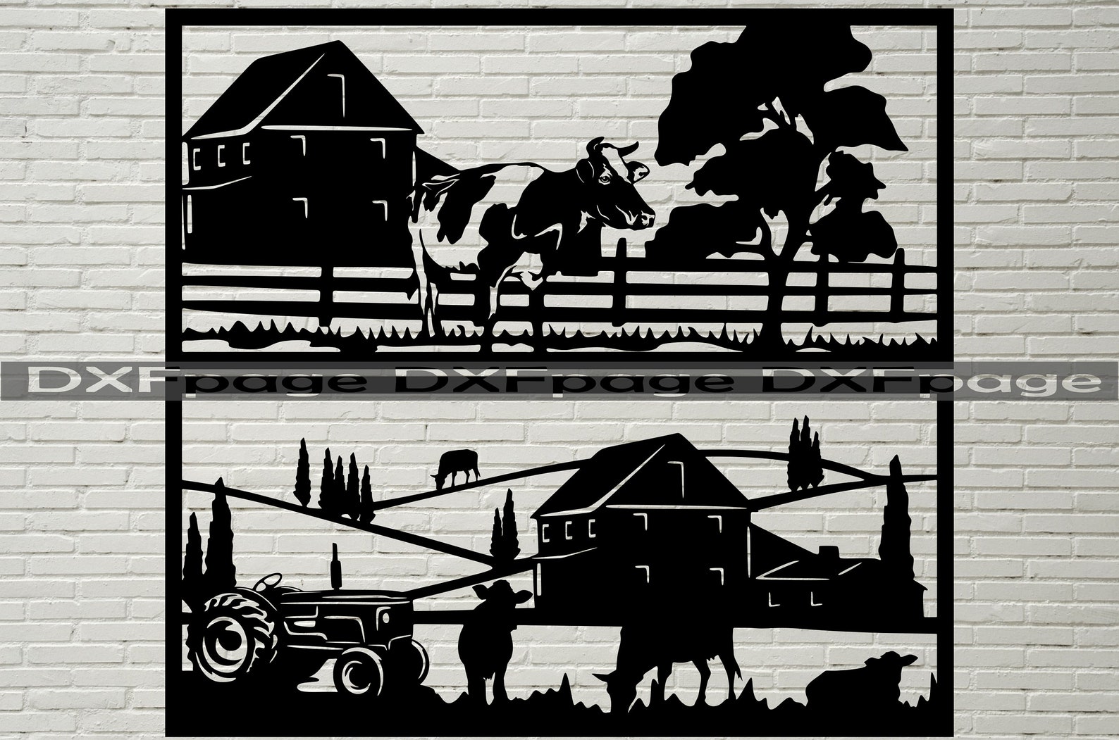 Roster Ranch Dxf File Cow Farm Scene DXF SVG, Farm Cut File, Dxf Files for Plasma, Dxf for ...