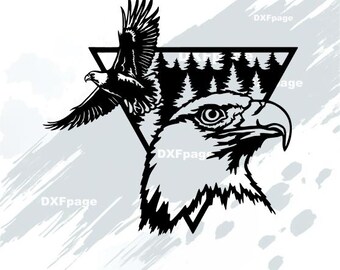 Escena de águila SVG, águila dxf, SVG para Cricut, clipart de águila americana, vector, corte láser, diseño de camiseta de vinilo, archivos dxf para plasma, pájaro, png