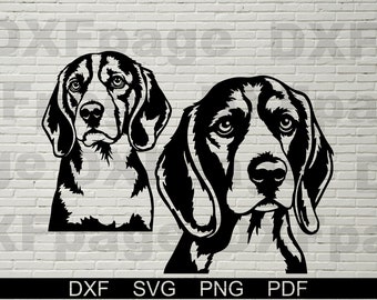 2 Beagle Dogs SVG for Cricut Silhouette dxf, Beagle clipart, png Cut file, metal sign, hunting dog vector, vinyl shirt design, cnc Glowforge