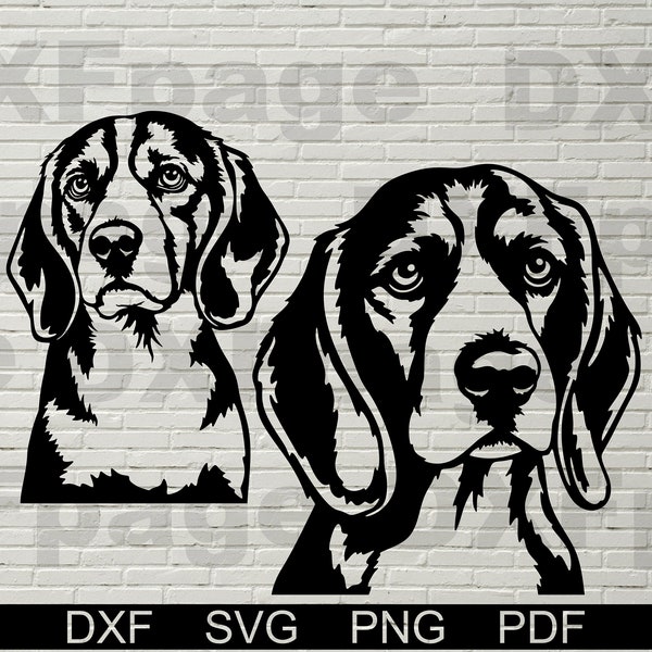 2 Beagle Dogs SVG for Cricut Silhouette dxf, Beagle clipart, png Cut file, metal sign, hunting dog vector, vinyl shirt design, cnc Glowforge