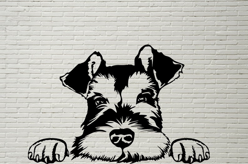 Download Miniature Schnauzer SVG Silhouettes dxf Dog Peeking SVG ...