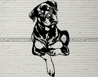 Rottweiler SVG, Silhouettes dxf, Dog SVG Files for Cricut, Rottweiler clipart, dog Cut file, wood laser cut art, vector vinyl shirt design