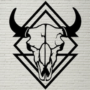 Wild West SVG DXF, Schädel Svg, Stier geschnitten Datei für Laser, Dxf für Plasma, cnc, Wand-Dekor, Svg für Cricut, Silhouette Aufkleber, Shirt-Design, Logo