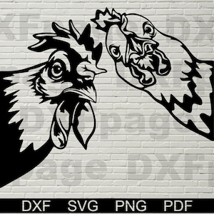 Chicken SVG, Rooster Silhouette dxf, Peeking SVG for Cricut, Farm life clipart, laser engraved, vinyl Tshirt design, dxf file for plasma