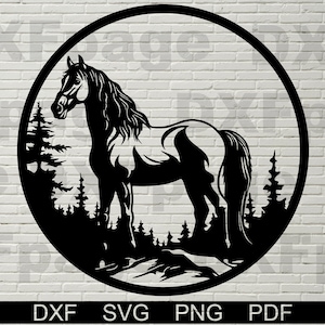 Pferd SVG, Dxf-Datei für Laser, SVG-Datei für Cricut, Bauernhof Tiere Zeichen Design, Dxf-Datei für Laser geschnitten, Cowboy Hut, Cowboy Geschenk