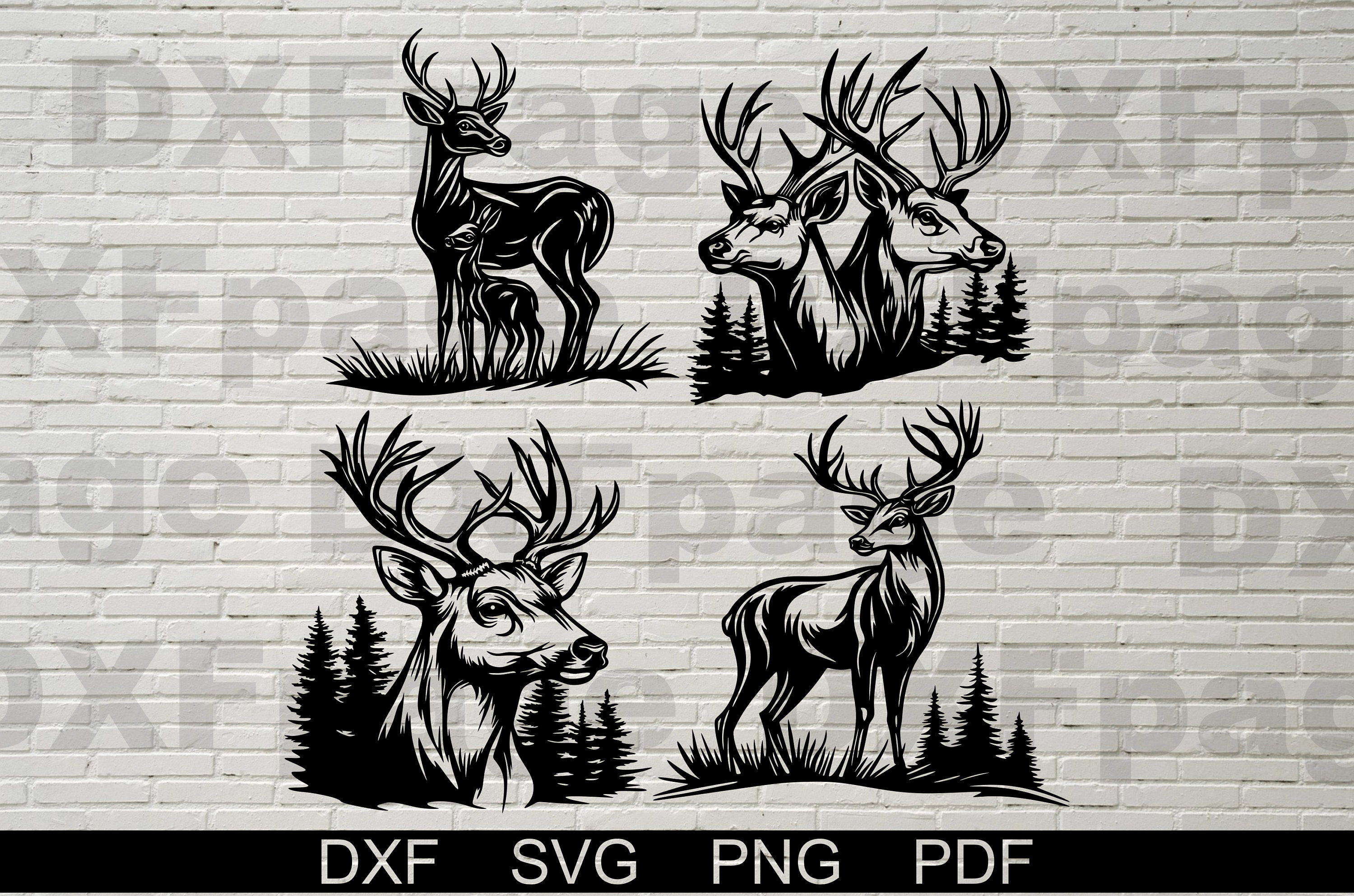 Deer SVG Laser Cut File, DXF, Wildlife Scene Bundle, Plasma, Cnc, Metal ...