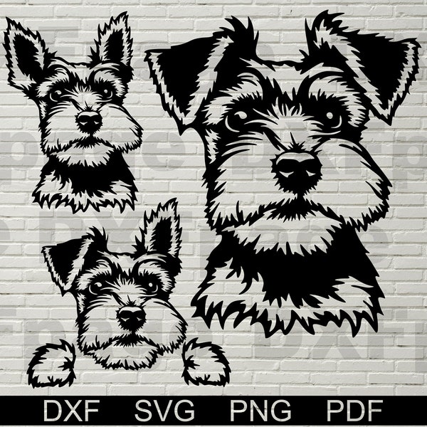 3 Schnauzer Dogs SVG for Cricut, Silhouette dxf, Miniature  Schnauzer clipart, png Cut file, metal sign, vector, vinyl shirt design, cnc