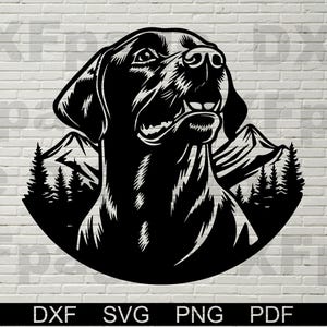 Labrador SVG para Cricut, Silhouette dxf, clipart, archivo de corte png, letrero de metal, vector de perro de caza, diseño de camiseta de vinilo, cnc, escena de vida salvaje