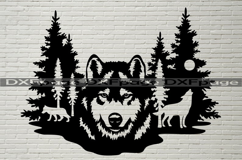 Timberwolf Dxf File Wolf Scene SVG DXF Laser Cut File, Wild Animals Plasma, Wolves Cnc ...