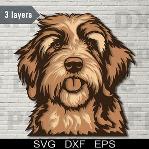Labradoodle SVG multicouche, DXF découpé au laser, chien 3D, contreplaqué en couches, découpe de papier, cnc, cricut, mandala, modèle de décoration en bois