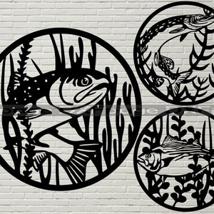 Fische SVG Cut Files, Dxf Dateien für Plasma, Laserschneiden, CNC, dxf Silhouette, Svg für Cricut, Holz Wandkunst, Metall Panel, Wildlife Schablone