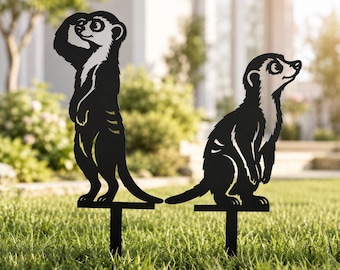 Lustige Erdmännchen Gartenstecker SVG Laser geschnitten Datei, Metall Yard Art DXF, Tier Garten Dekoration, CNC Laser Design, Rasen Ornament Muster