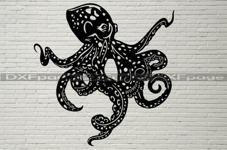 Octopus Svg, Squid svg, Ocean animals svg, Silhouette dxf, cricut svg, Kraken Clipart, laser cut file, vector aquatic, dxf for plasma cnc image 1