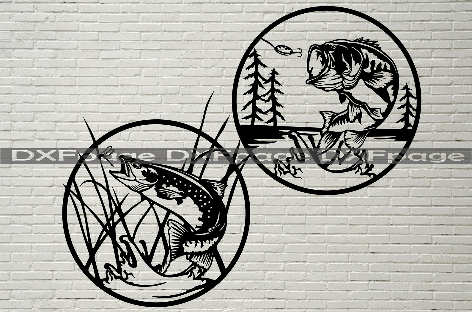 Bass Fish Scene Svg, Fishing DXF Files for Plasma, Laser Cutting, Cnc ...