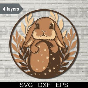 Osterhase SVG, DXF Laserschnitt, geschichtetes Sperrholz, Papierschnitt, Cnc Fräser schnitt Datei, Cricut, 3D Mandala, Osterhase Holz Wanddekor