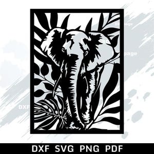 Elephant Svg Laser Cut File, Africa Wild Life, plasma dxf file, wood art, metal cut design, Cricut
